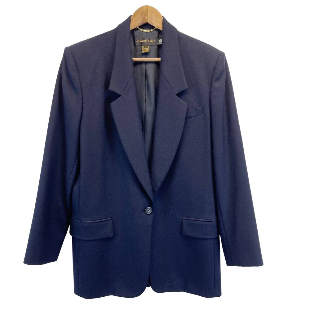VTG Classiques Entier Blazer Womens Medium Wool Academia‎ Minimalist Monochrome